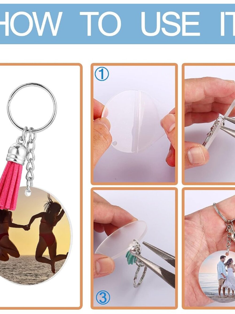 120 pcs Acrylic Keychain Blank Silver Kit - Picture 6 of 7